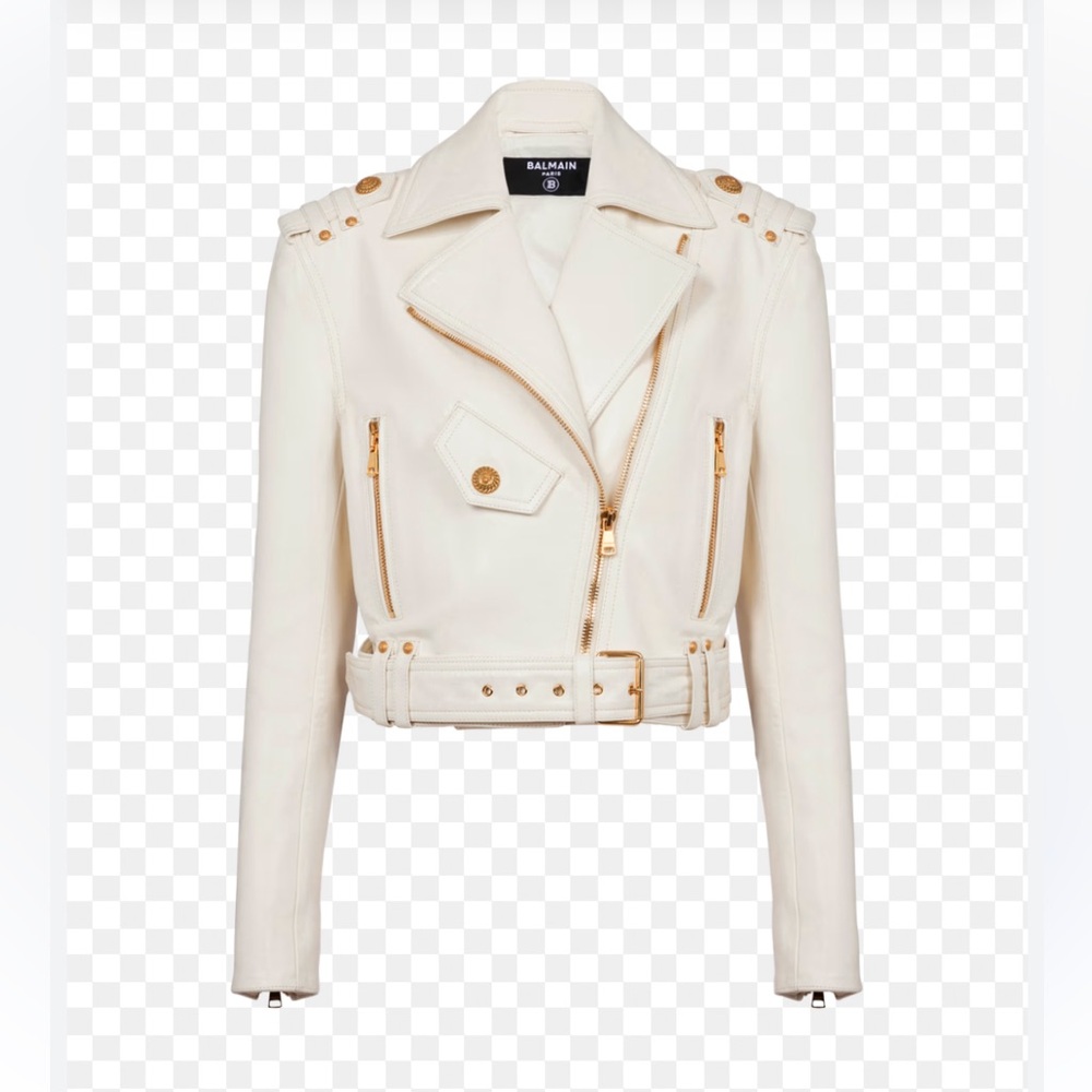 🤍BALMAIN Zipped leather biker jacket🤍